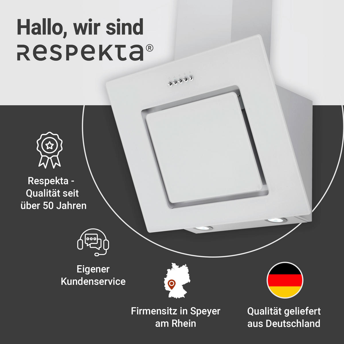 Respekta Dunstabzugshaube CH22010WBZ weiß Metall B/H/T: ca. 60x73,9x34 cm CH22010WBZ - weiß (60,00/73,90/34,00cm) - Respekta
