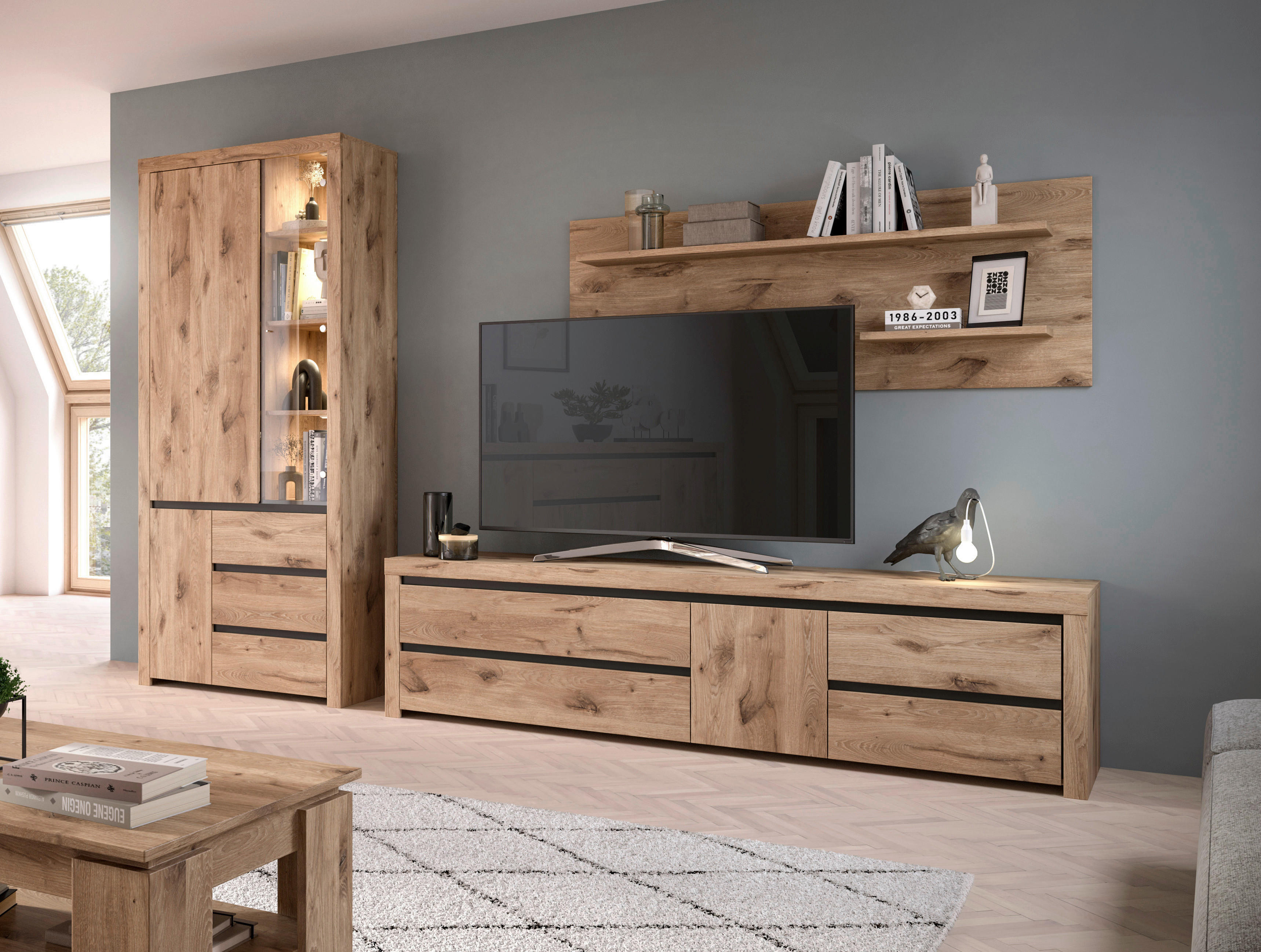 Wandboard Woody Nox Oak Nachbildung B/H/T: ca. 160x60x20 cm Woody - (160,00/60,00/20,00cm)