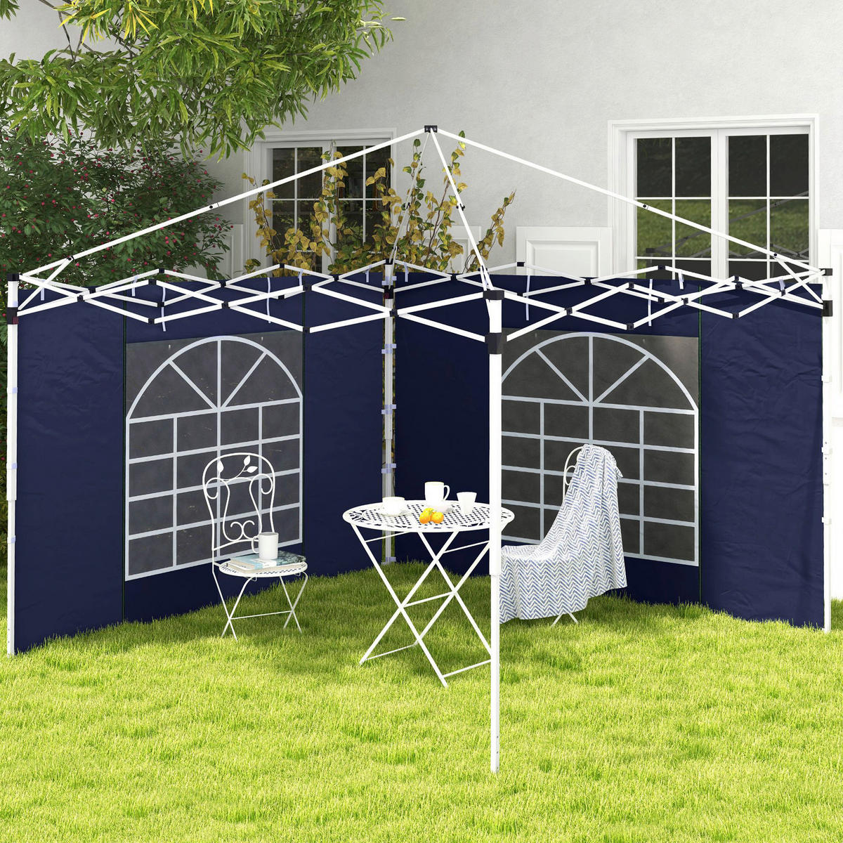 Outsunny Pavillon-Seitenwände blau Polyester H/L: ca. 195x295 cm Pavillon-Seitenwände - blau (295,00cm) - Outsunny