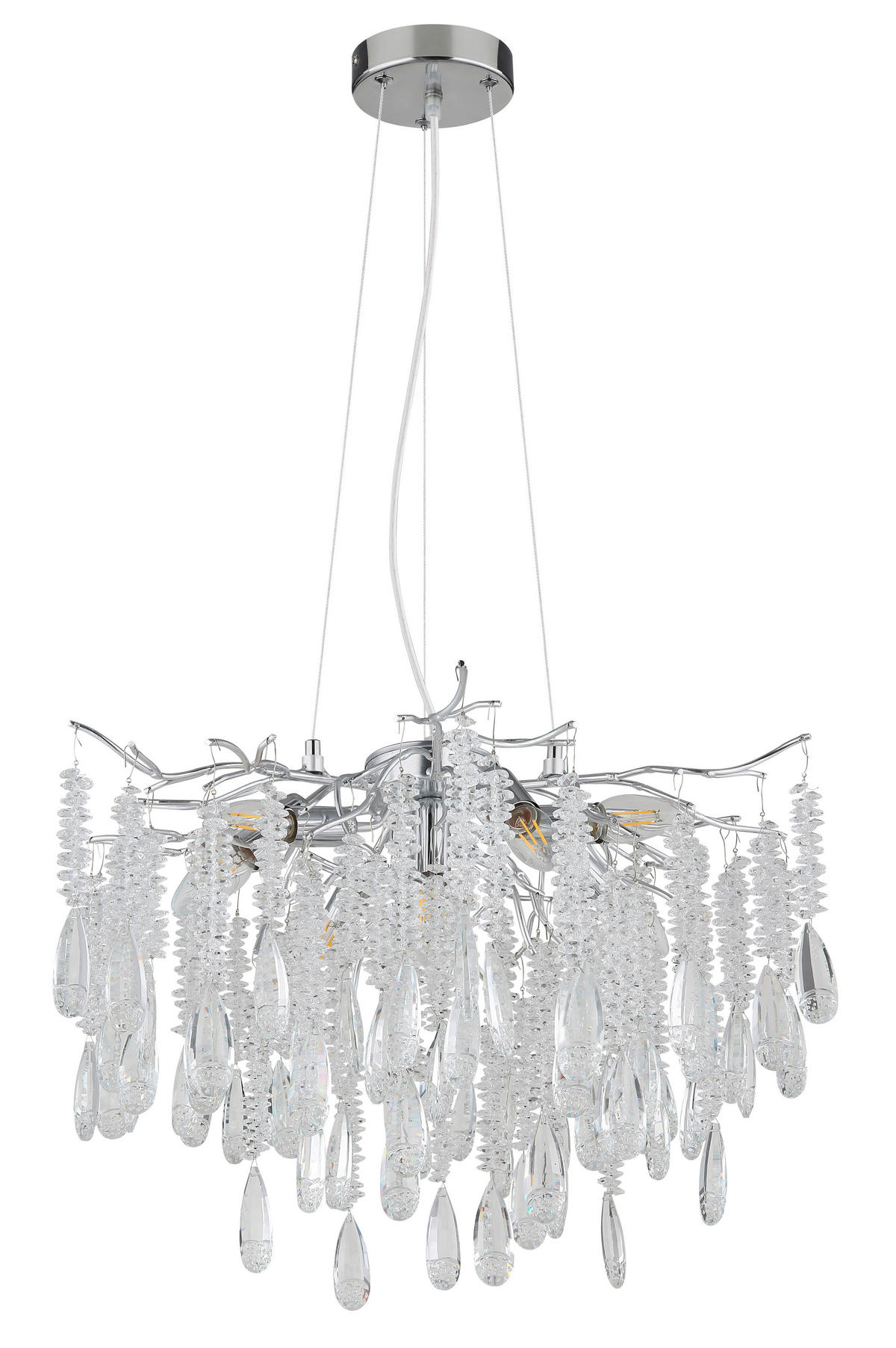 GLOBO Luster klar silber Metall Glas H/D: ca. 120x60 cm E14 8 Brennstellen Kinga - klar/silber (60,00/120,00cm) - GLOBO