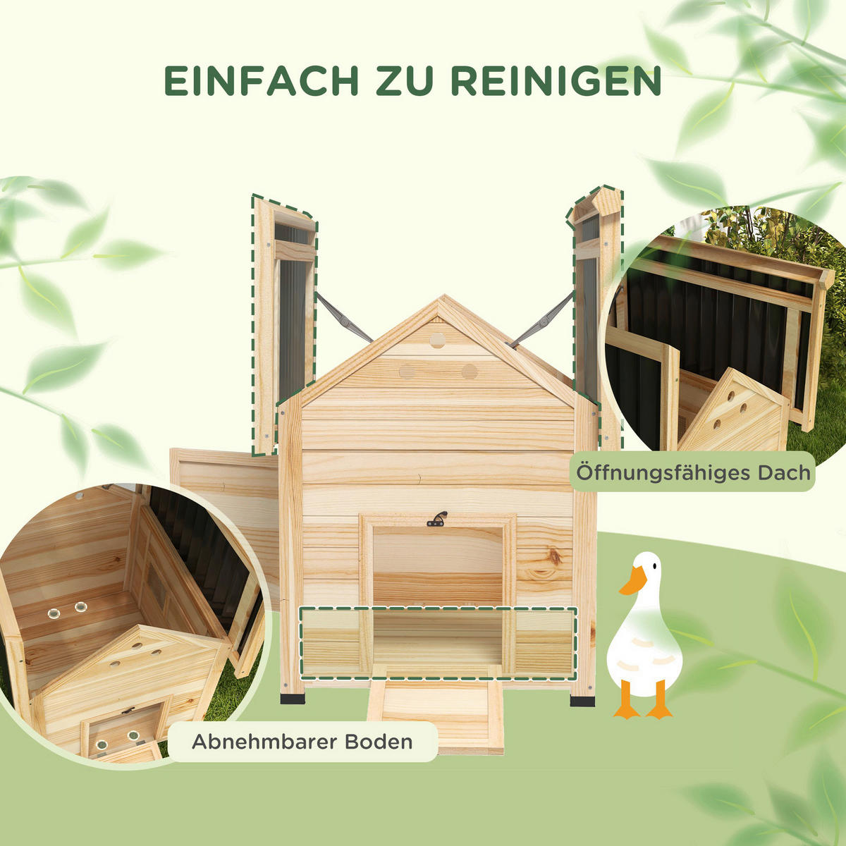 PawHut Tier-Zubehör natur Holz B/H/L: ca. 90x78x92 cm Entenhaus - natur (92,00/90,00/78,00cm) - PawHut