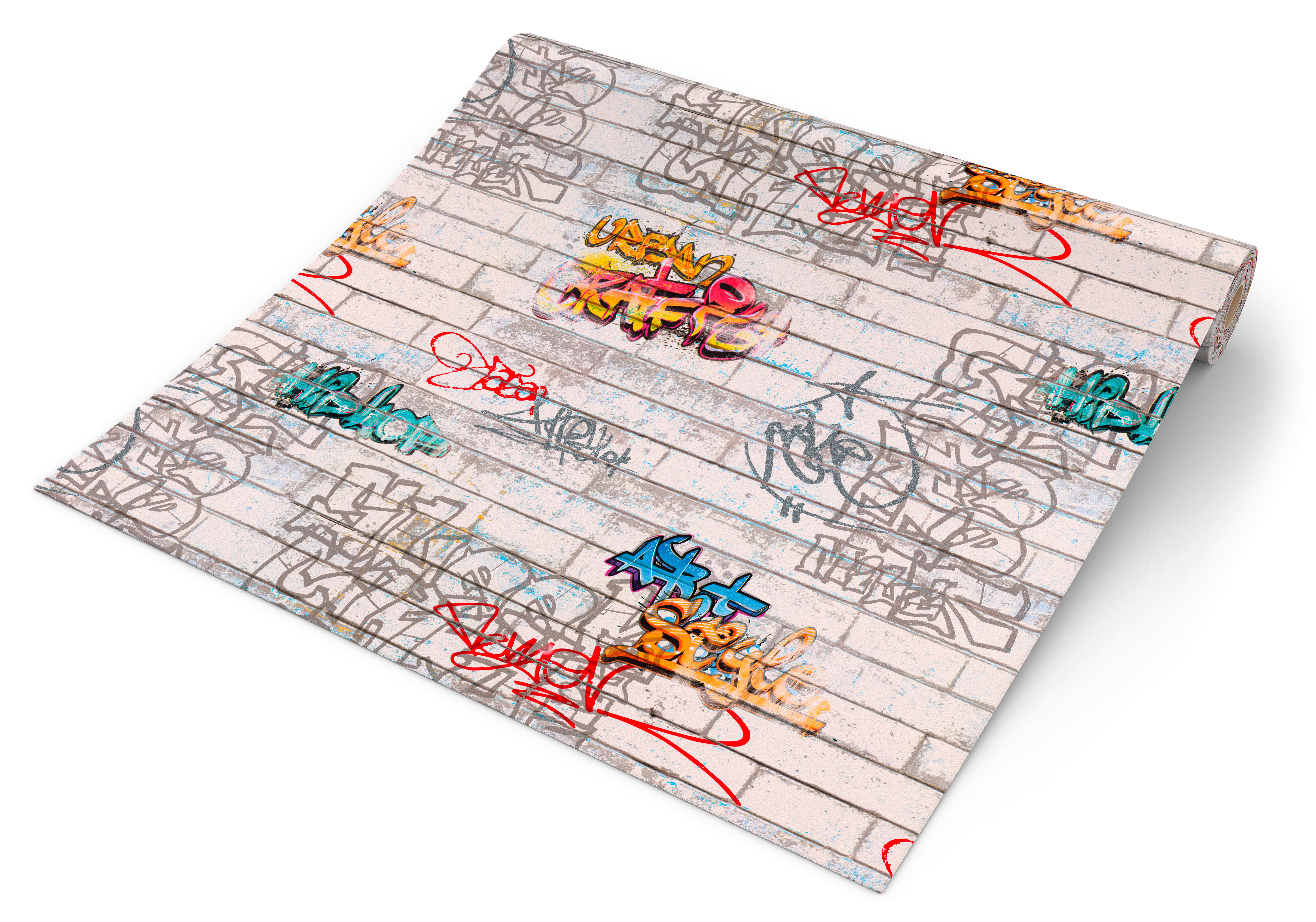 Papiertapete Graffiti weiß bunt B/L: ca. 53x1005 cm Papiertapete_93561-1 - weiß/bunt (53,00/1005,00cm)