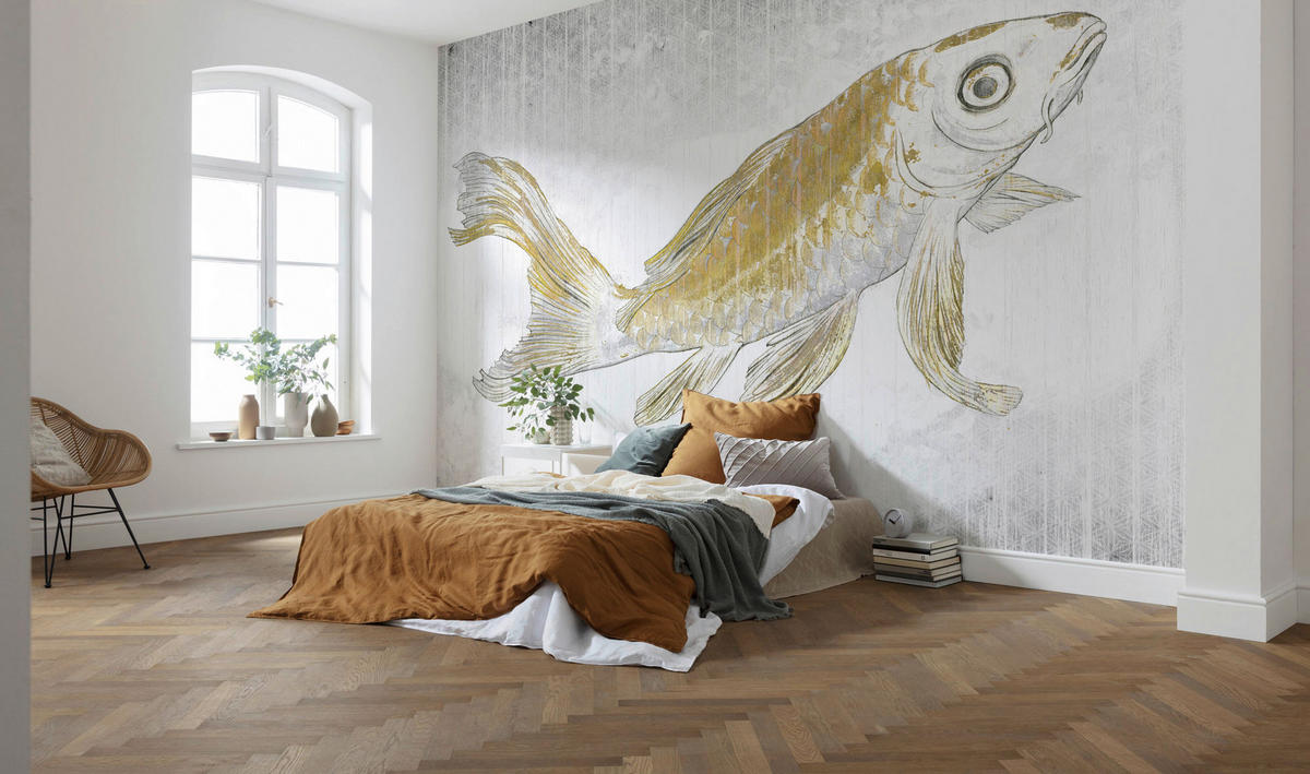 Komar Fototapete Golden Koi B/L: ca. 400x280 cm Golden Koi - (400,00/280,00cm) - Komar