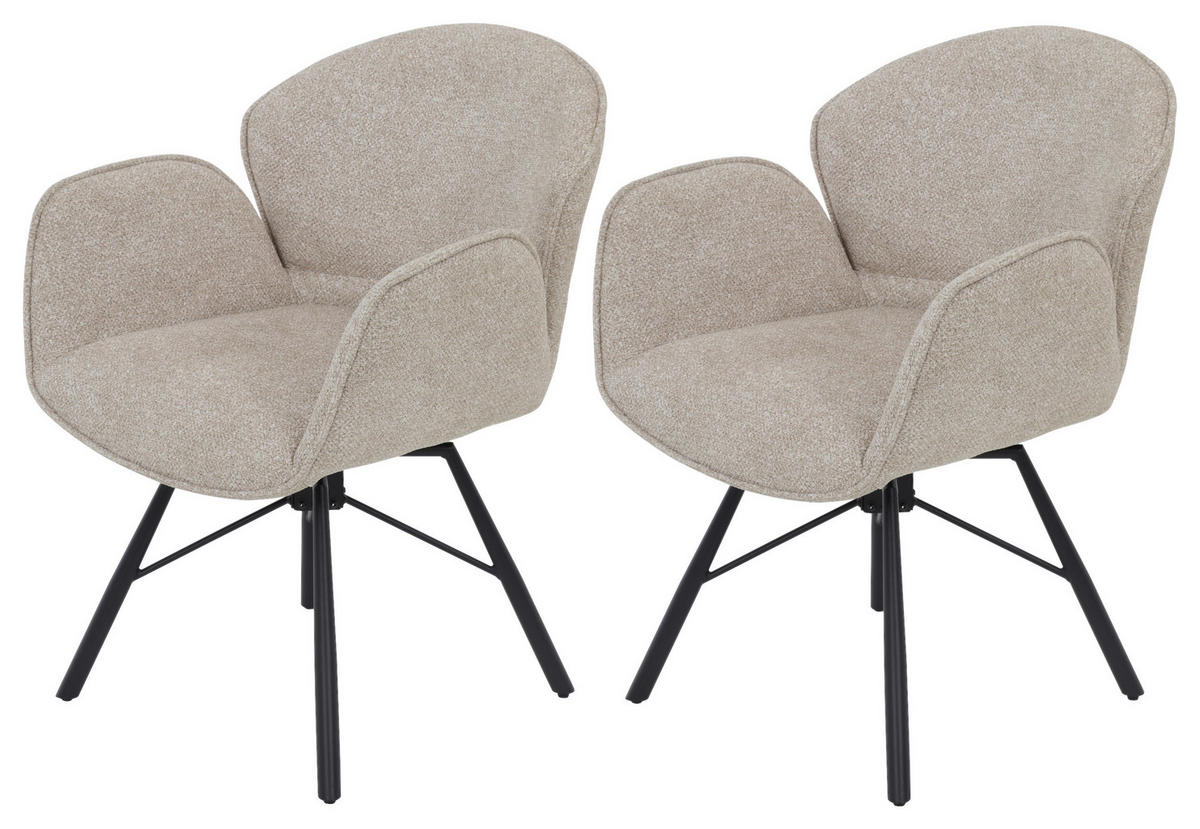 Sessel Bristol, 2er-Set beige Metall Microfaser B/H/T: ca. 62x83x66 cm Bristol, 2er-Set - beige (62,00/83,00/66,00cm) - Hela