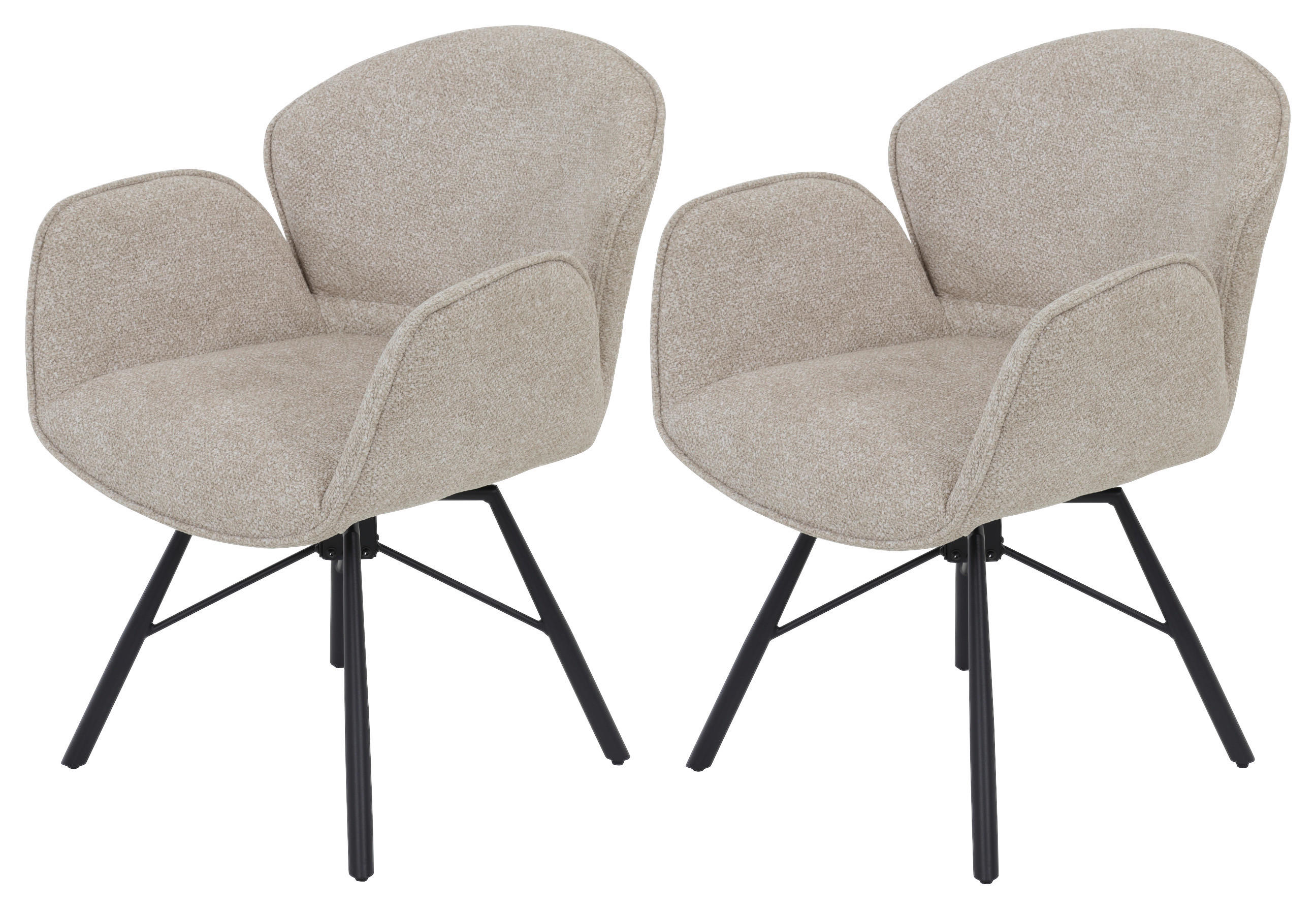 Thumbnail - Sessel Bristol, 2er-Set beige Metall Microfaser B/H/T: ca. 62x83x66 cm