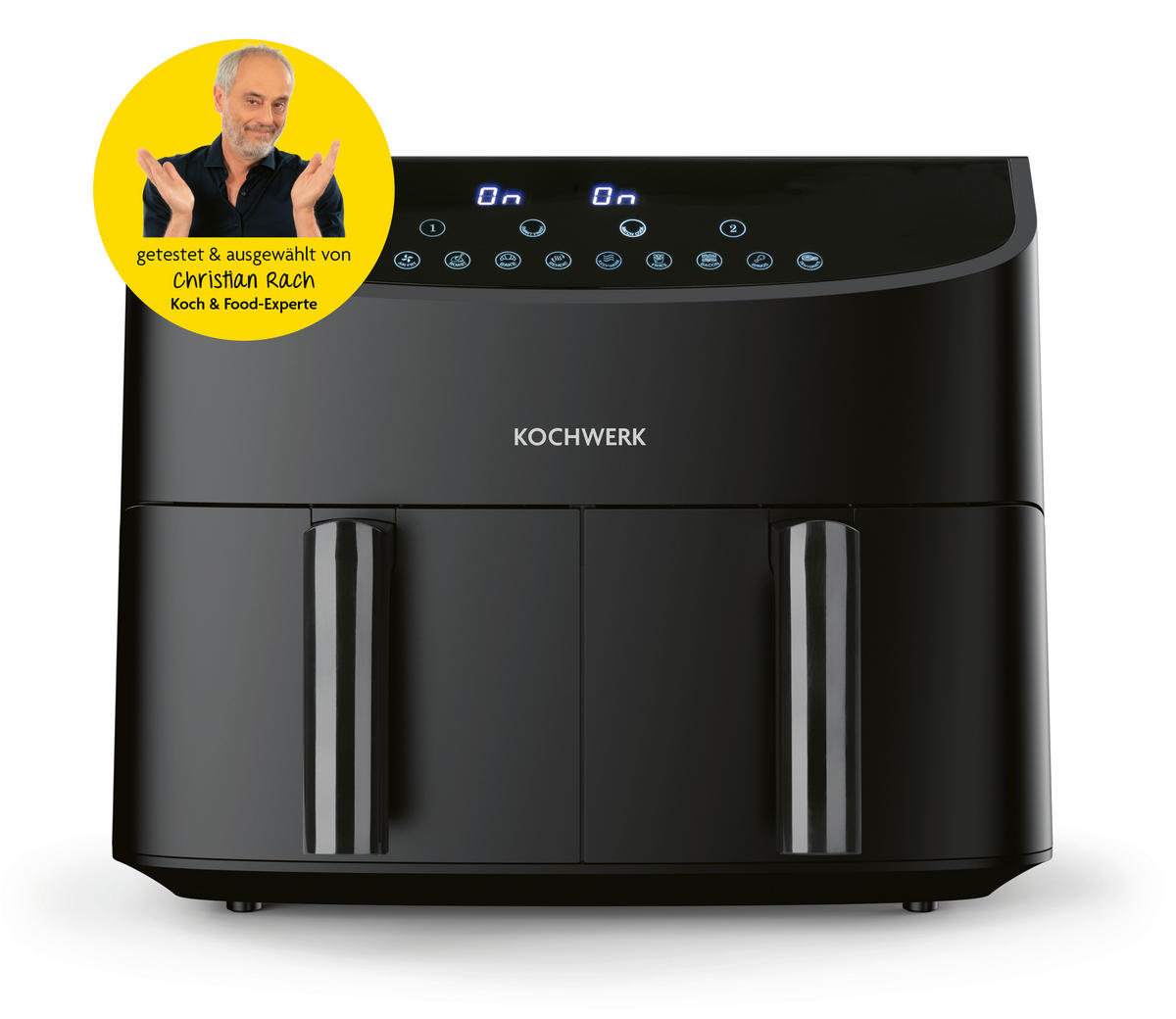 Kochwerk Heißluftfritteuse schwarz Metall B/H/L: ca. 36x31x39 cm ca. 3,5 l Doppel-Heißluftfritteuse 13186 - schwarz (39,00/36,00/31,00cm) - Kochwerk