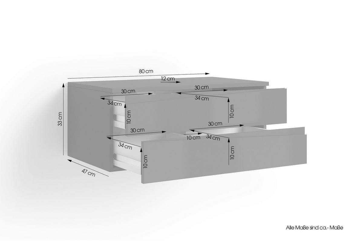 Waschbeckenunterschrank SHAPE anthrazit Hochglanz anthrazit B/H/T: ca. 80x33x47 cm SHAPE - anthrazit (80,00/33,00/47,00cm) - byLIVING