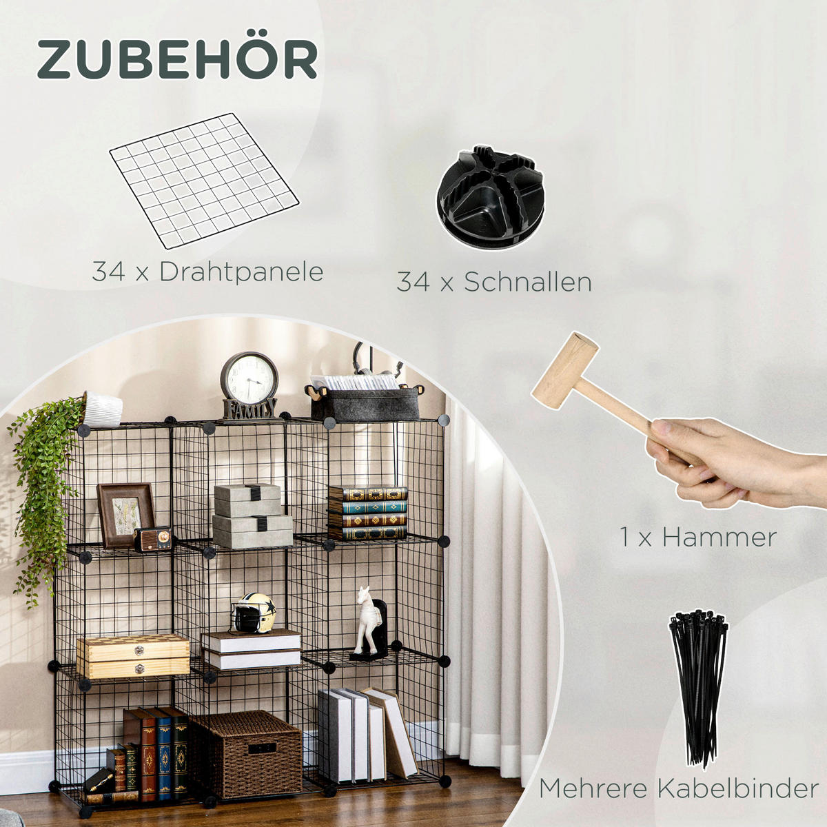 HOMCOM Regal schwarz Kunststoff B/H/L: ca. 35x35x35 cm Regalsystem - schwarz (35,00/35,00/35,00cm) - HOMCOM