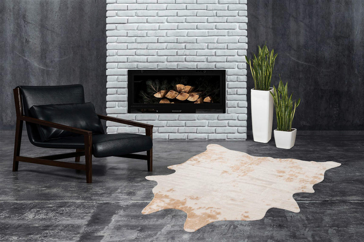 Kayoom Kurzflorteppich Philippines - Manila Cow Beige beige B/L: ca. 150x200 cm Philippines - Manila Cow Beige - beige (150,00/200,00cm) - Kayoom