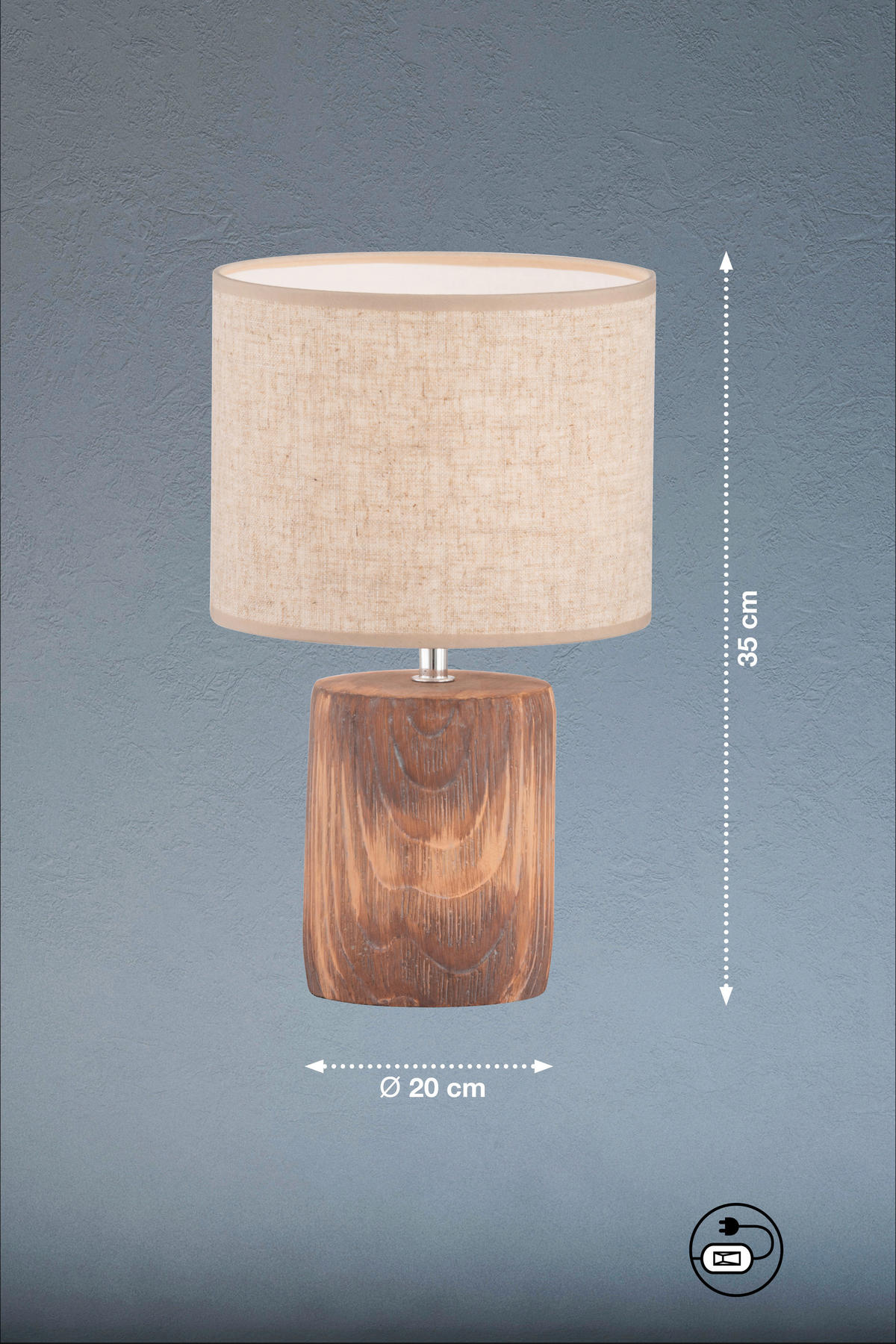 Fischer & Honsel Tischleuchte 50586 braun sand Leinen Keramik H/D: ca. 35x20 cm E14 1 Brennstellen Malik - braun/sand (20,00/35,00cm) - Fischer & Honsel