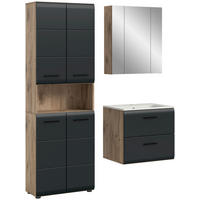 Badezimmer-Set Ice Nox Oak Nachbildung schwarz matt B/H/T: ca. 135x185x46 cm Ice - schwarz (135,00/185,00/46,00cm) - xonox.home