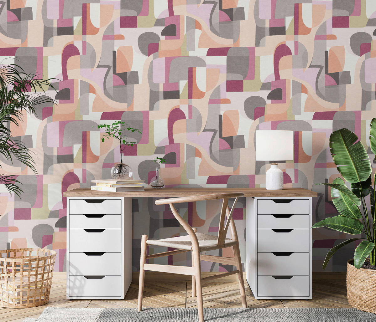 Erismann Vliestapete Abstrakt beige rosa grau B/L: ca. 53x1005 cm Vliestapete_10432-06 - beige/beere (53,00/1005,00cm) - Erismann