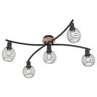 Just Light Deckenleuchte 15925-79  Eugen natur schwarz Aluminium Holzwerkstoff B/H/L: ca. 67x20x70 cm 5 Brennstellen Deckenleuchte_Eugen - natur/schwarz (70,00/67,00/20,00cm) - Just Light