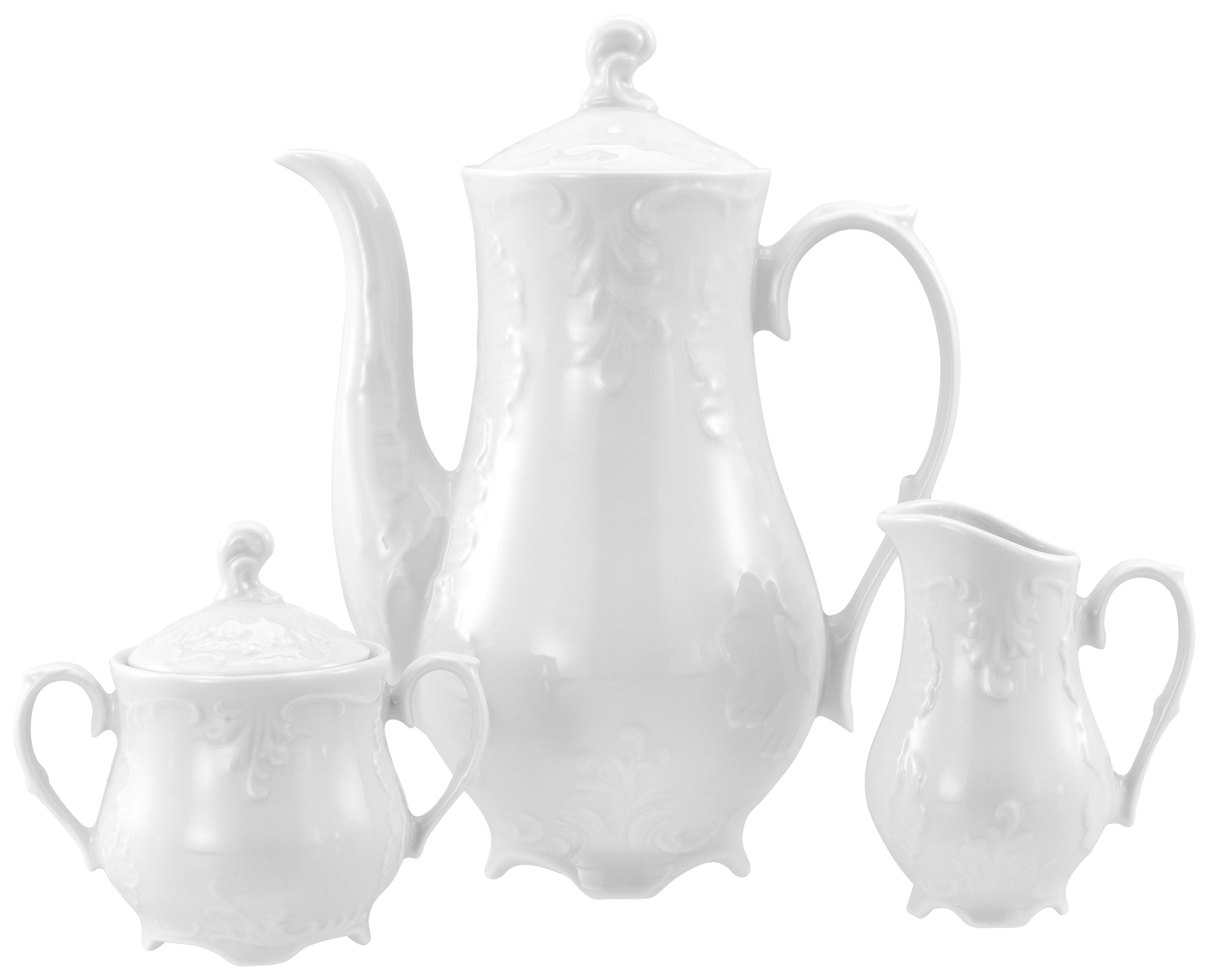 CreaTable Kaffeegarnitur Rokoko weiß Porzellan 3 tlg. Rokoko - weiß - CreaTable