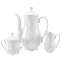 CreaTable Kaffeegarnitur Rokoko weiß Porzellan 3 tlg. Rokoko - weiß - CreaTable