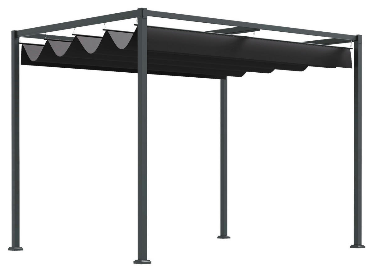 Outsunny Pergola mit Schiebedach schwarz Metall B/H/L: ca. 213x221x298 cm Pergola_mit_Schiebedach - schwarz (298,00/213,00/221,00cm) - Outsunny