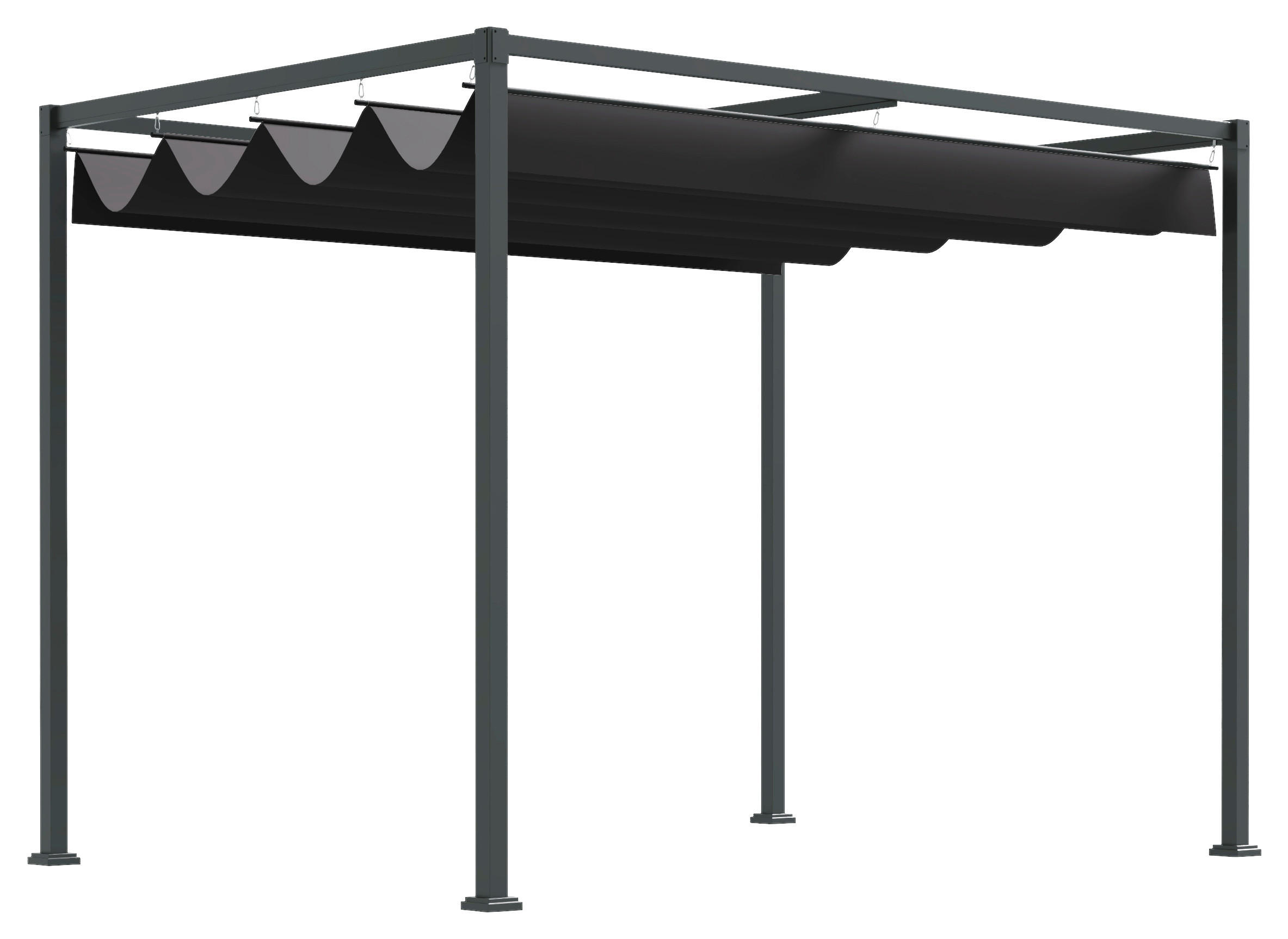 Outsunny Pergola mit Schiebedach schwarz Metall B/H/L: ca. 213x221x298 cm