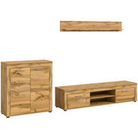 Wohnwand Jam Eiche Wotan Nachbildung B/H/T: ca. 255x159x35 cm Jam - Eiche (255,00/159,00/35,00cm) - xonox.home