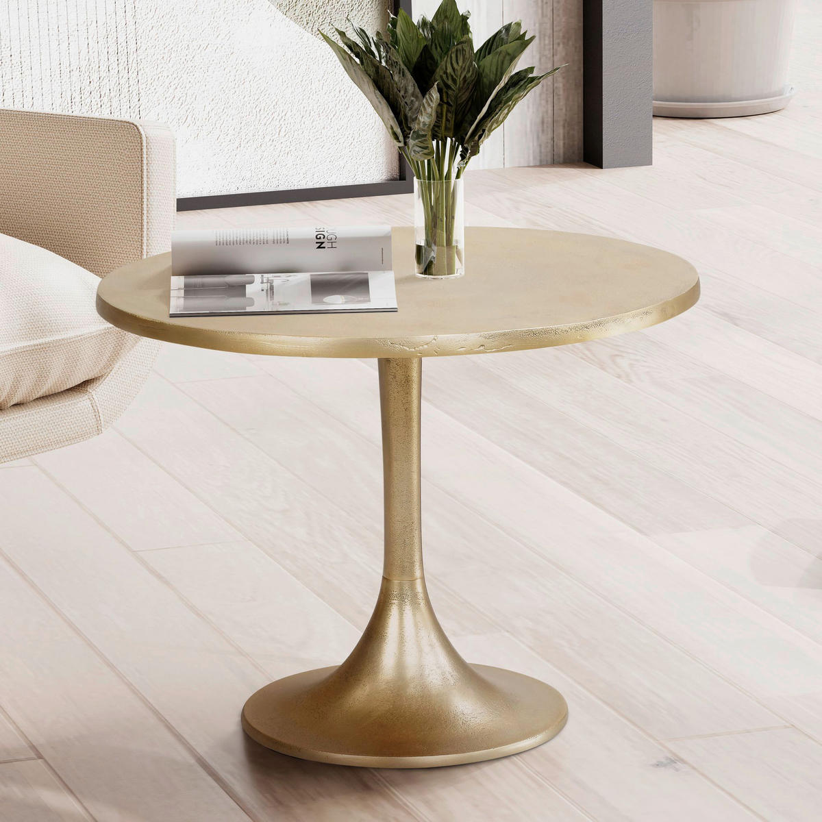 Couchtisch gold Optik H/T: ca. 47x60 cm Couchtisch - gold (60,00cm) - Wohnling