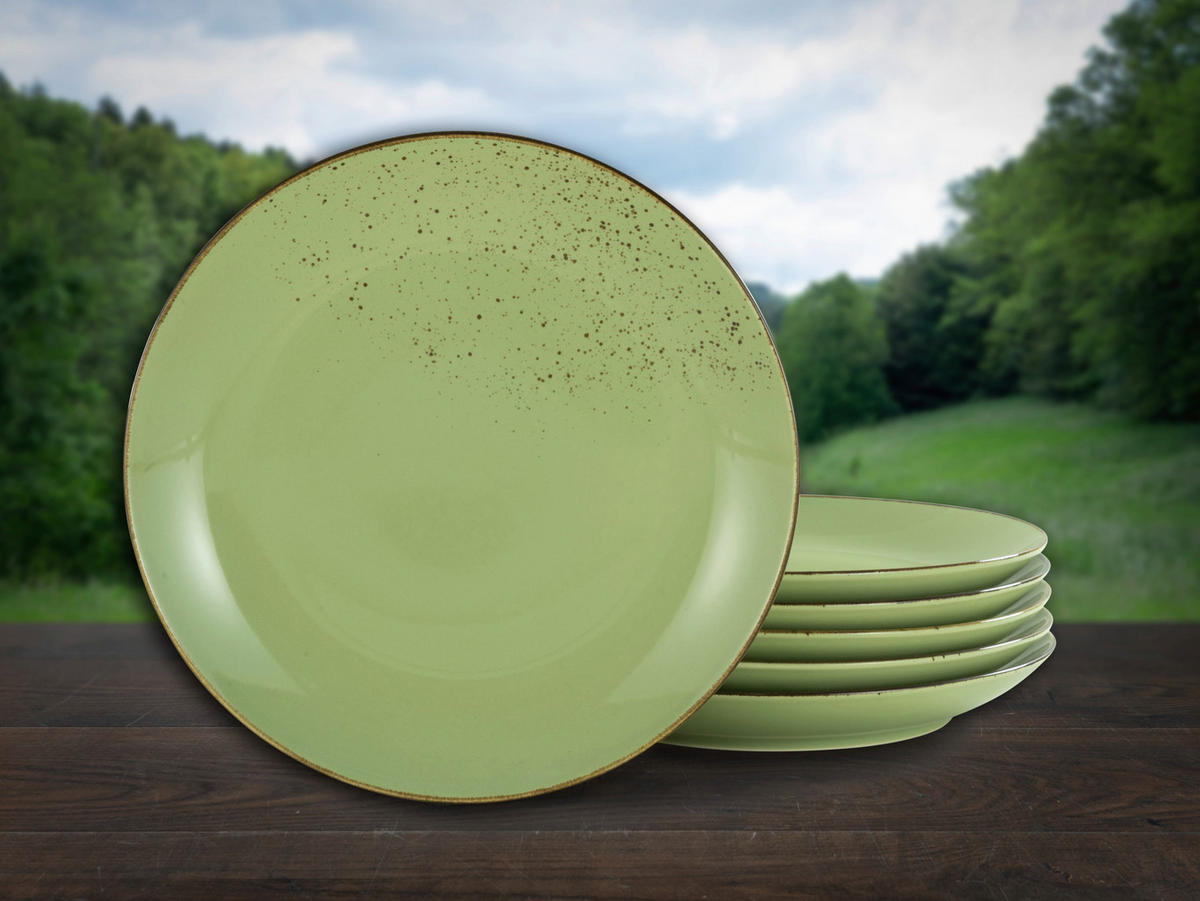 CreaTable Teller NATURE COLLECTION grün Steinzeug D: ca. 27 cm NATURE COLLECTION - grün (27,00cm) - CreaTable