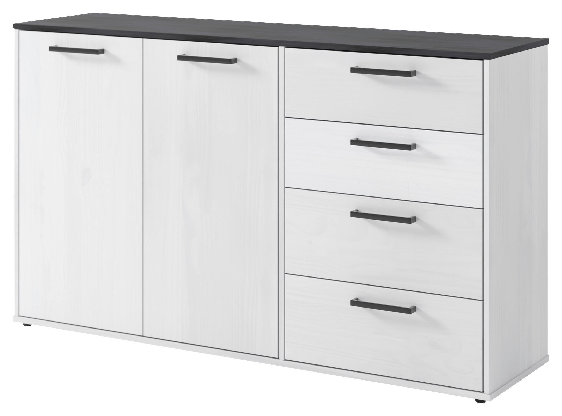 Sideboard Smart 1 Massivholz kiefer weiß schwarz B/H/T: ca. 150x89x40 cm Smart 1 Massivholz - kiefer/weiß (150,00/89,00/40,00cm)