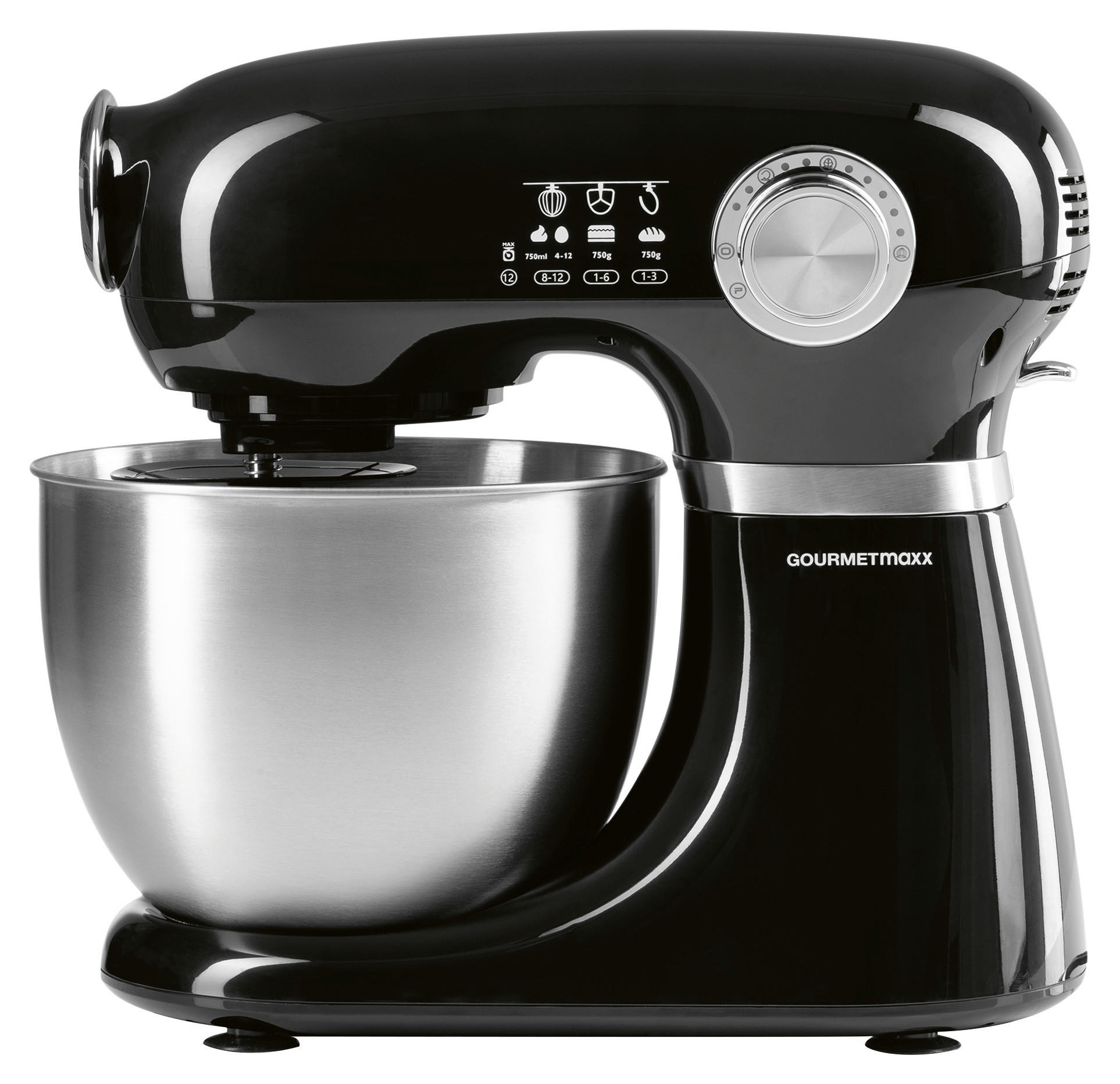 GOURMETmaxx Küchenmaschine schwarz Edelstahl B/H/L: ca. 26x38x41 cm Küchenmaschine - schwarz (41,00/26,00/38,00cm) - GOURMETmaxx
