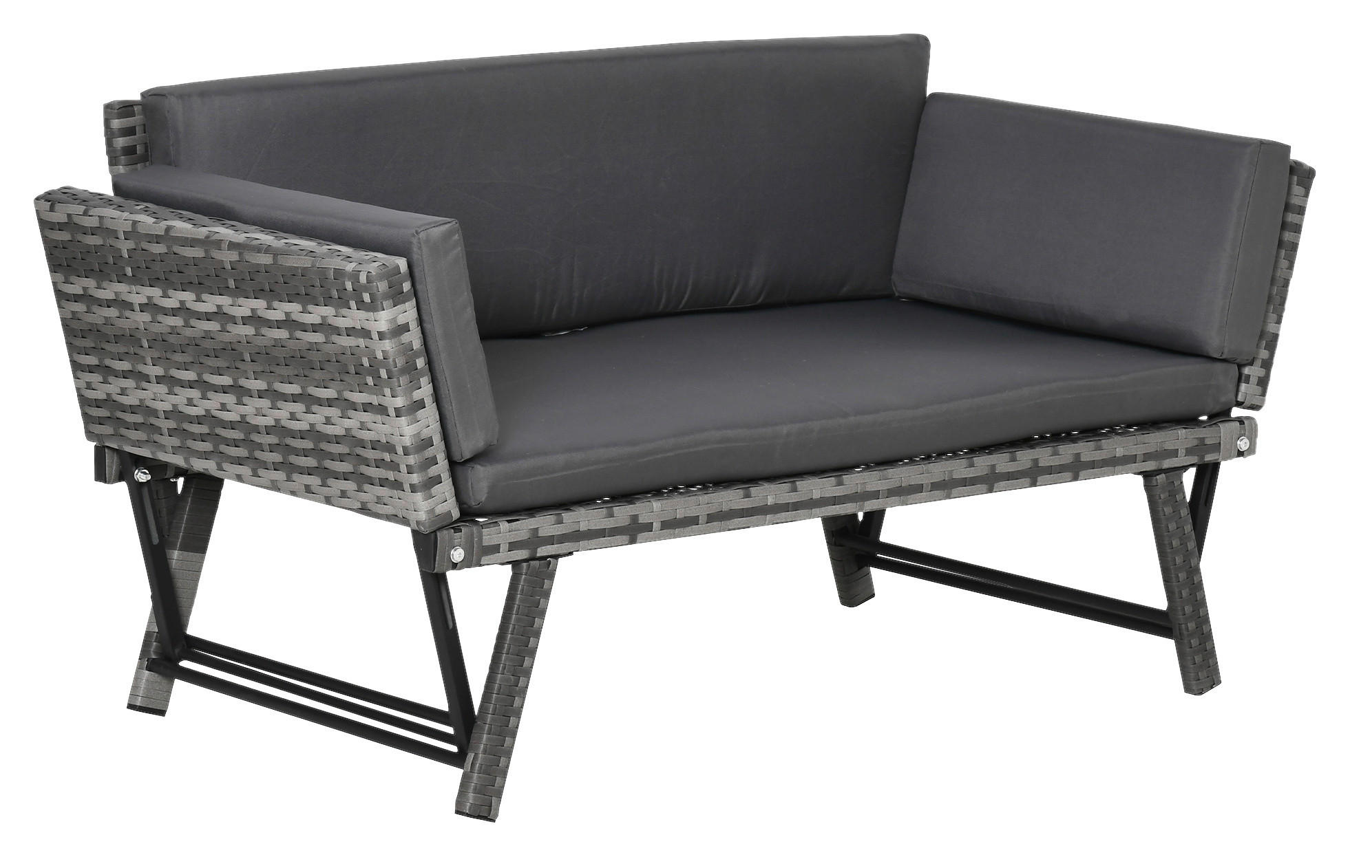 Outsunny Gartensofa grau Polyrattan B/H/L: ca. 63x129x67 cm Rattansofa - grau (67,00/63,00/129,00cm) - Outsunny