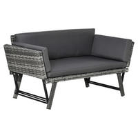 Outsunny Gartensofa grau Polyrattan B/H/L: ca. 63x129x67 cm Rattansofa - grau (67,00/63,00/129,00cm) - Outsunny