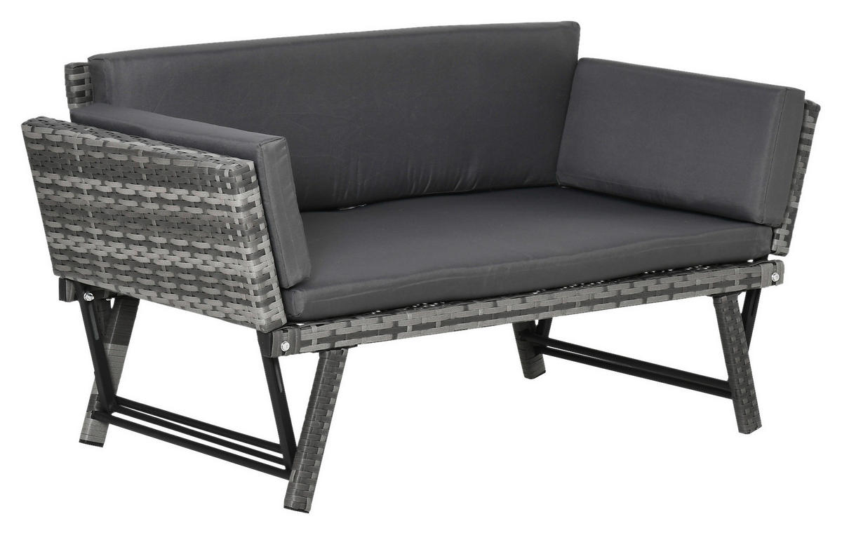 Outsunny Gartensofa grau Polyrattan B/H/L: ca. 63x129x67 cm Rattansofa - grau (67,00/63,00/129,00cm) - Outsunny