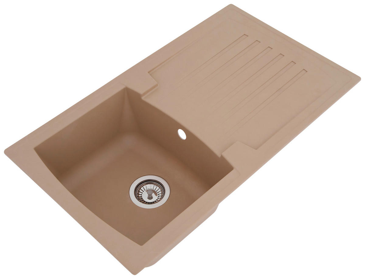 Respekta Einbauspüle Boston 86 x 50 B sandbeige Mineralite B/H/T: ca. 86x20x50 cm Boston 86 x 50 B - sandbeige (86,00/20,00/50,00cm) - Respekta