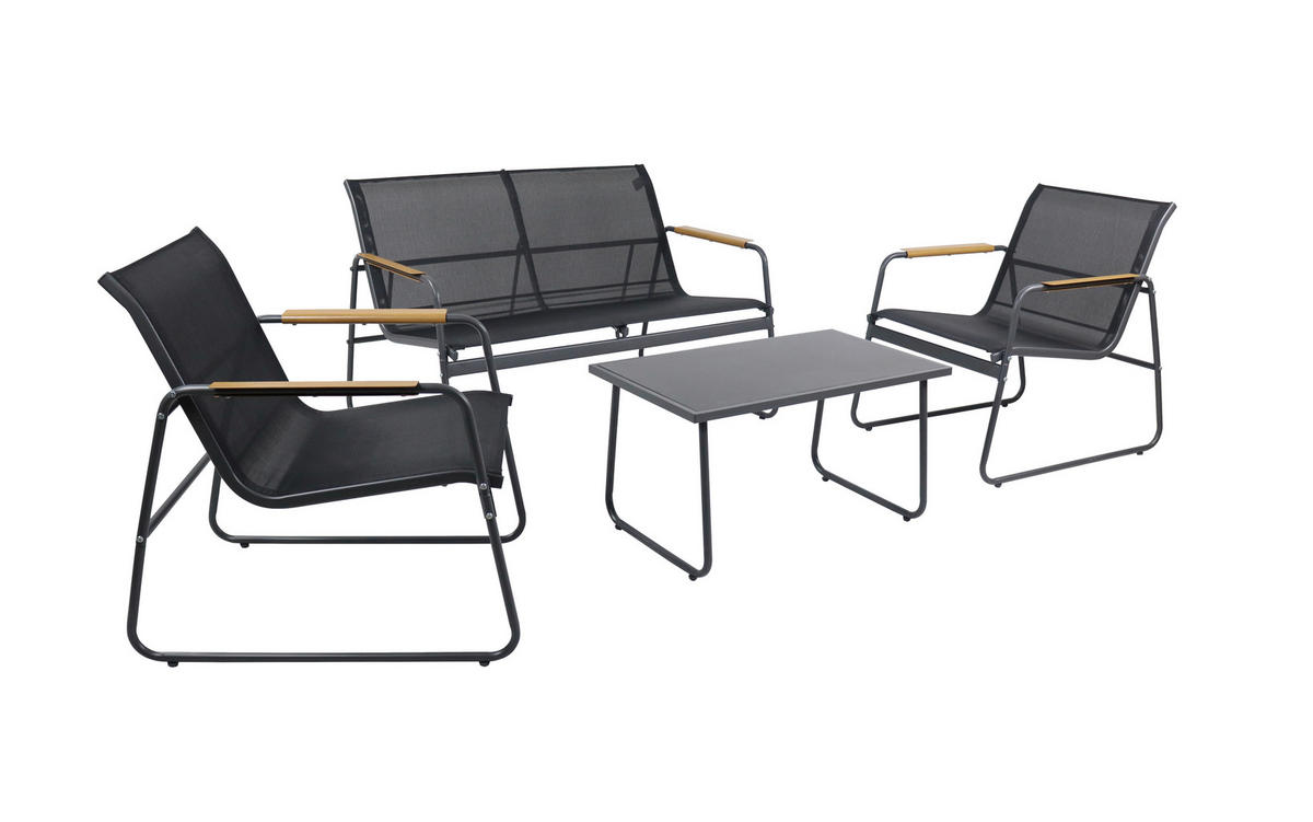 VCM Gartensitzgruppe Lexila schwarz Textilene B/H/L: ca. 110x76x74 cm Lexila - schwarz (74,00/110,00/76,00cm) - VCM