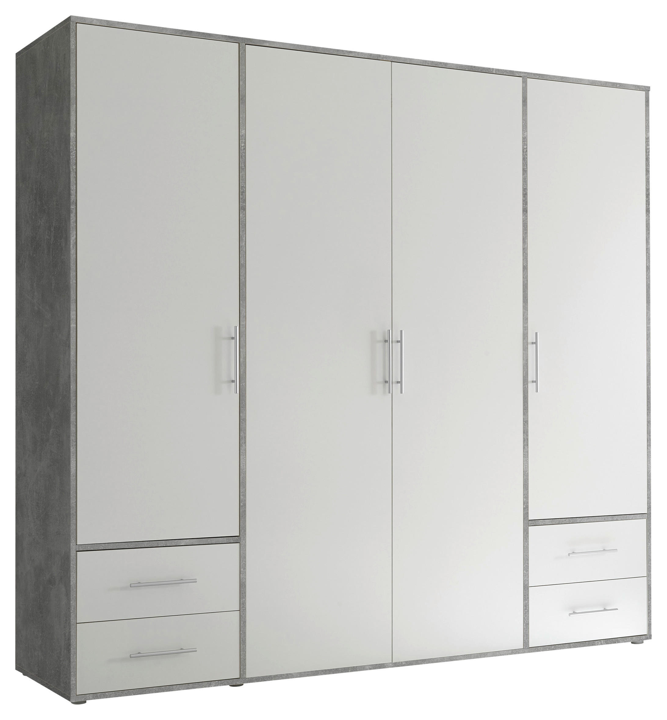 Kleiderschrank Valencia Beton Optik B/H/T: ca. 206x195x60 cm Valencia - Beton/weiß (206,00/195,00/60,00cm)