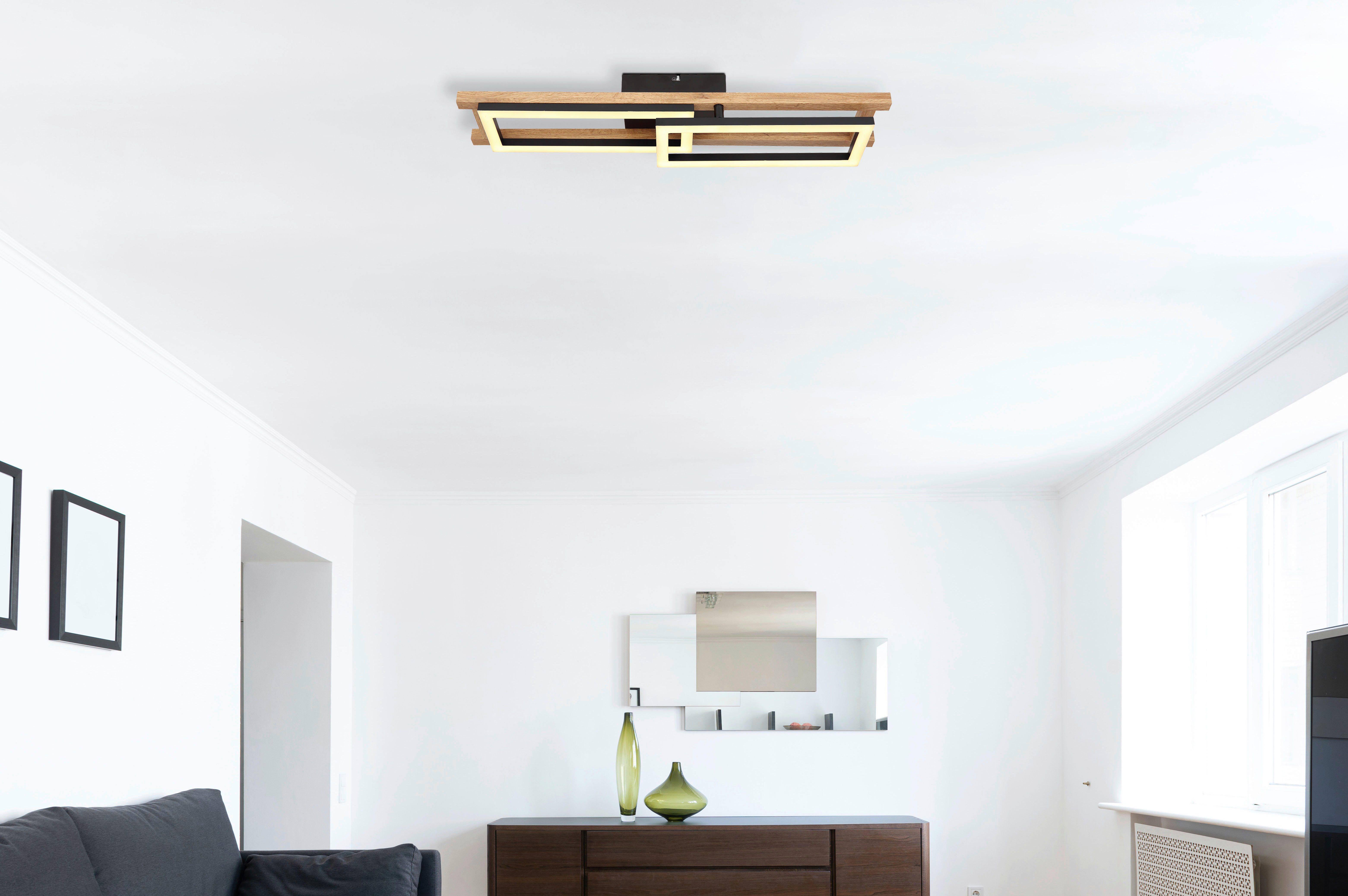 GLOBO LED-Deckenleuchte schwarz Metall B/H/T: ca. 36,5x10,5x69 cm ILLA - schwarz (36,50/10,50/69,00cm) - GLOBO