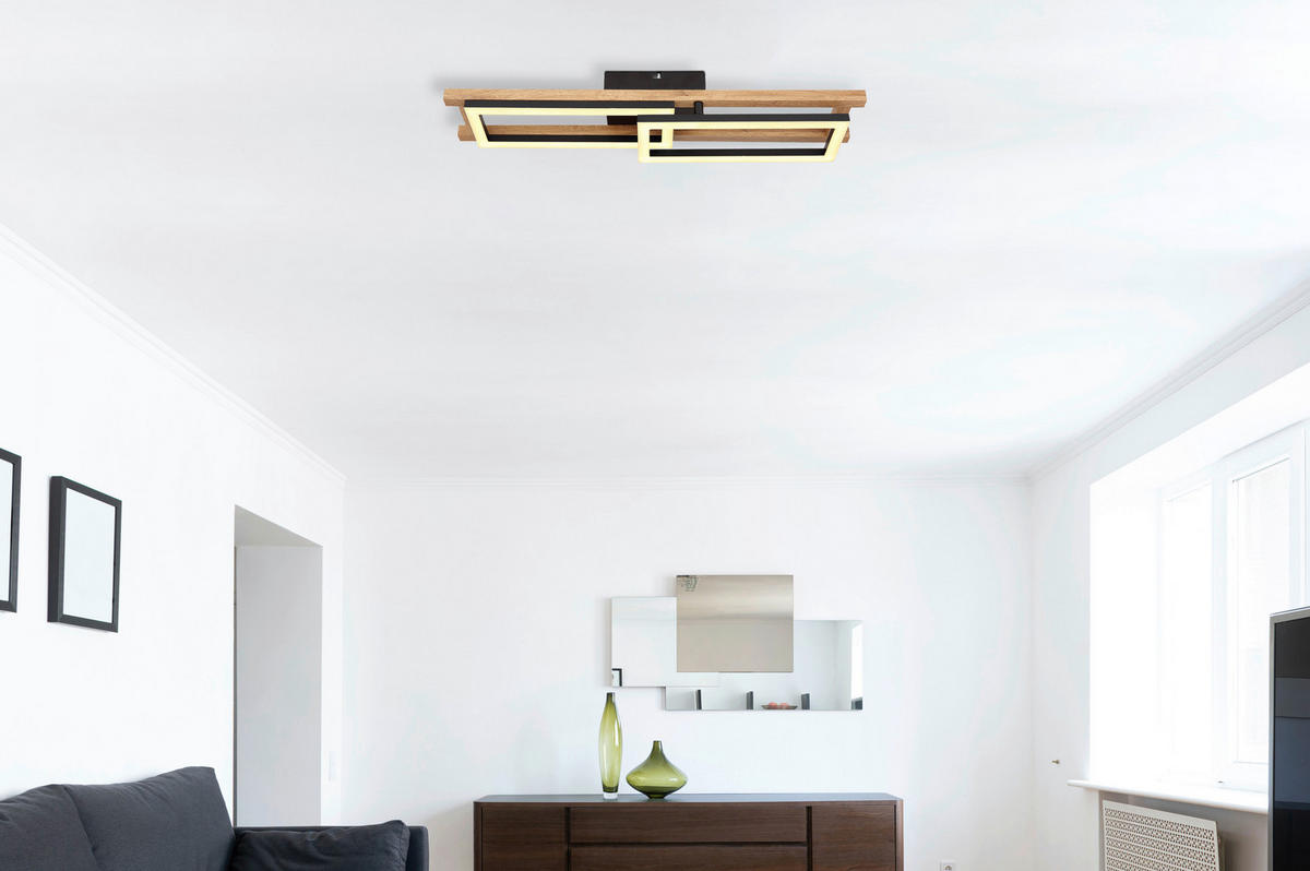 GLOBO LED-Deckenleuchte schwarz Metall B/H/T: ca. 36,5x10,5x69 cm ILLA - schwarz (36,50/10,50/69,00cm) - GLOBO