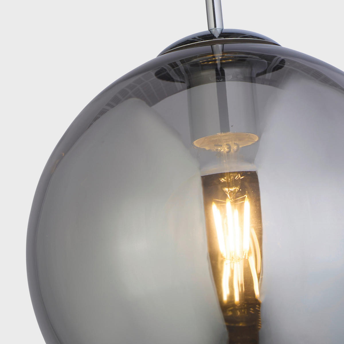 Searchlight Pendelleuchte Chrom Glas Stahl B/H/L/D: ca. 25x120x25x25 cm E27 1 Brennstellen Balls - Chrom (25,00/25,00/120,00cm) - Searchlight