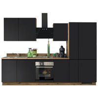 Express Küchenblock Clean schwarz Lacklaminat supermatt B/T: ca. 310x60 cm Clean - Eiche/schwarz (310,00/60,00cm) - Express