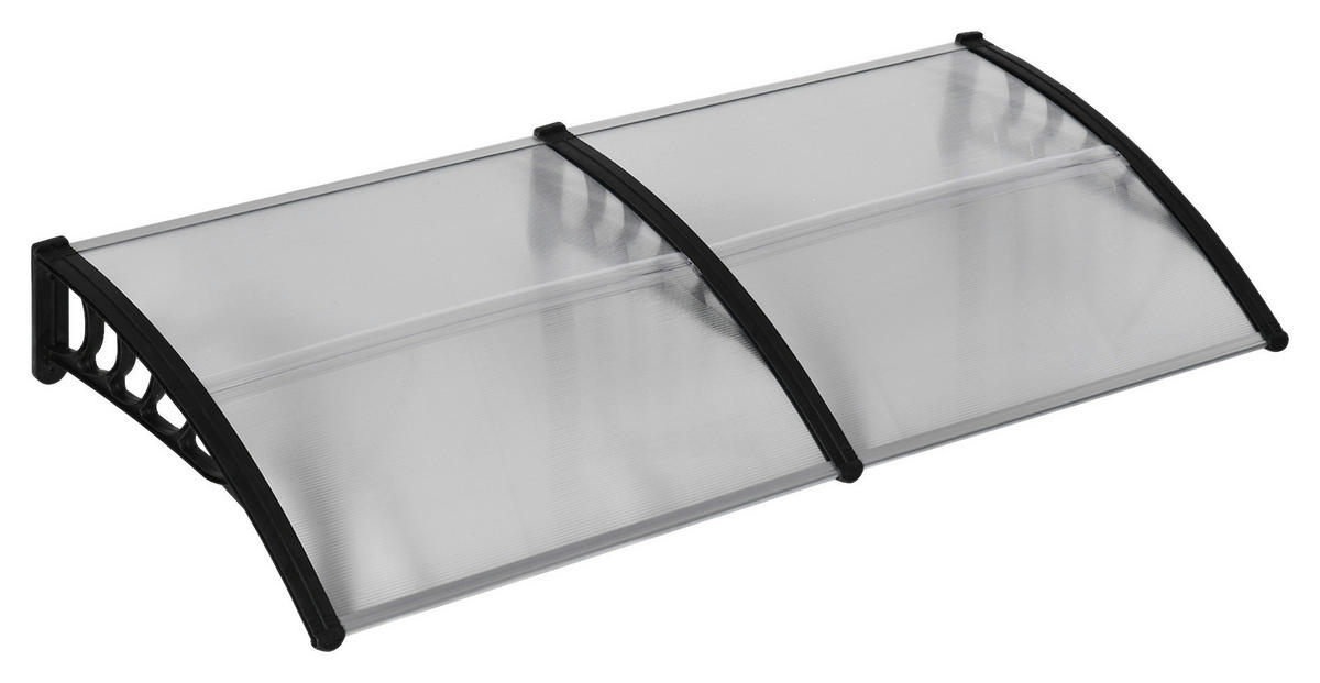 Outsunny Pultvordach transparent B/H/L: ca. 96x27x200 cm Pultvordach - schwarz/transparent (200,00/96,00/27,00cm) - Outsunny