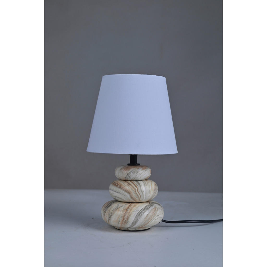 Thumbnail - POCOline Keramik_Tischleuchte beige braun weiß Keramik B/H/L: ca. 16,5x17,5x16,5 cm E14 1 Brennstellen