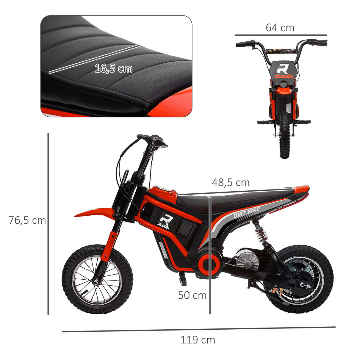 HOMCOM Kindermotorrad rot B/H/L: ca. 64x76,5x119 cm Kindermotorrad - rot (119,00/64,00/76,50cm) - HOMCOM
