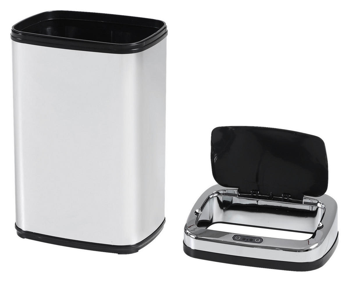 HOMCOM Mülleimer silber B/H/L: ca. 25x58x33 cm Automatik_Mülleimer silber - schwarz/silber (33,00/25,00/58,00cm) - HOMCOM