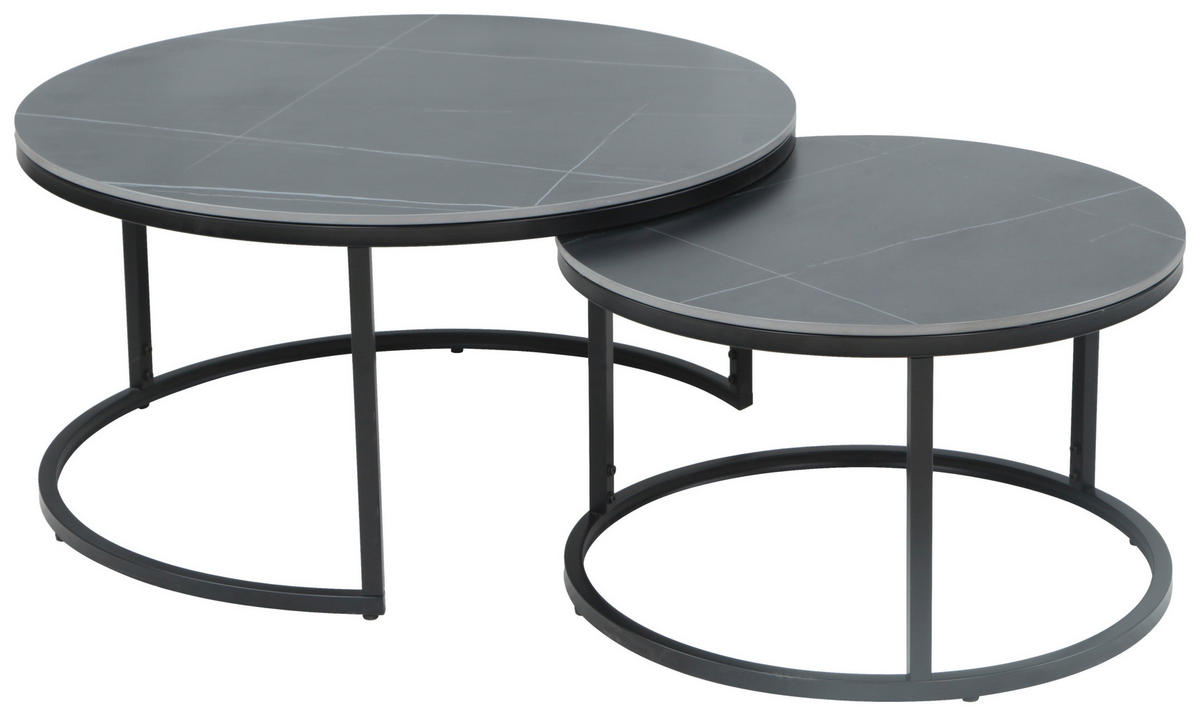 Couchtisch Luis II grau Marmoroptik schwarz H/D: ca. 41x80 cm Luis II - Marmoroptik/schwarz (80,00/41,00cm) - Hela