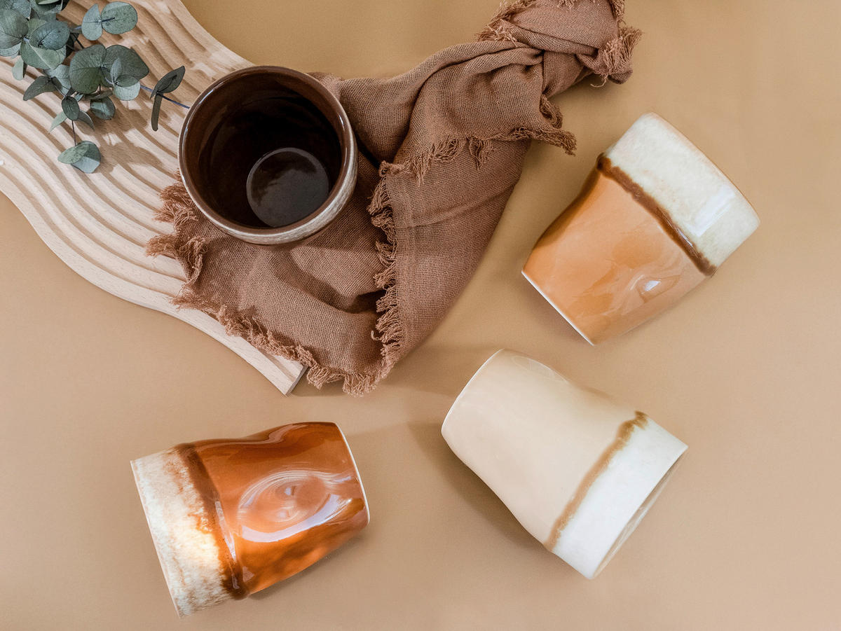 CreaTable Kaffeetassenset Squeezy Mocha braun Steinzeug 4 tlg. Squeezy Mocha - braun - CreaTable