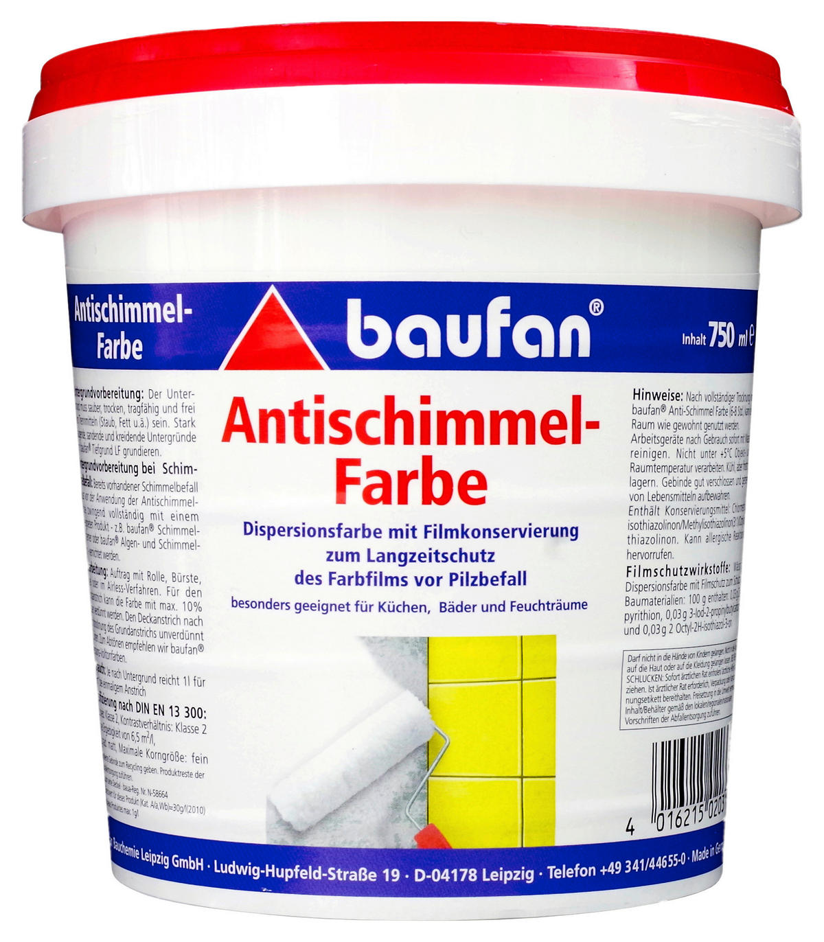 Baufan Anti-Schimmelfarbe weiß ca. 0,75 l Schutzfarbe_Wand+Decke 750ml - weiß (750ml) - Baufan