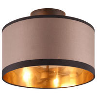 Reality Deckenleuchte R61552041 Davos taupe schwarz Stoff Metall H/D: ca. 22x30 cm E14 2 Brennstellen Davos - schwarz/taupe (30,00/22,00cm) - Reality