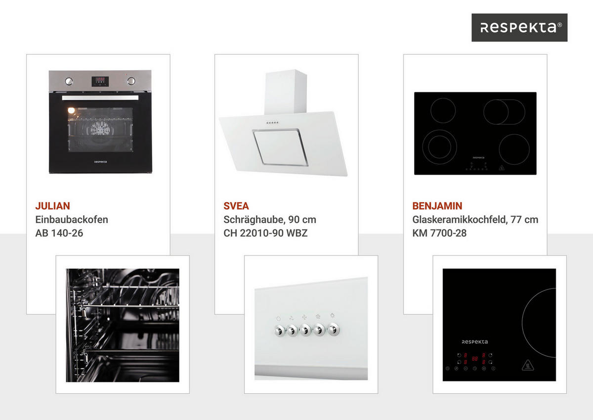 Respekta Inselküche Gabriel weiß Hochglanz B/H/T: ca. 320x200x60 cm Gabriel - Eiche/weiß (320,00/200,00/60,00cm) - Respekta
