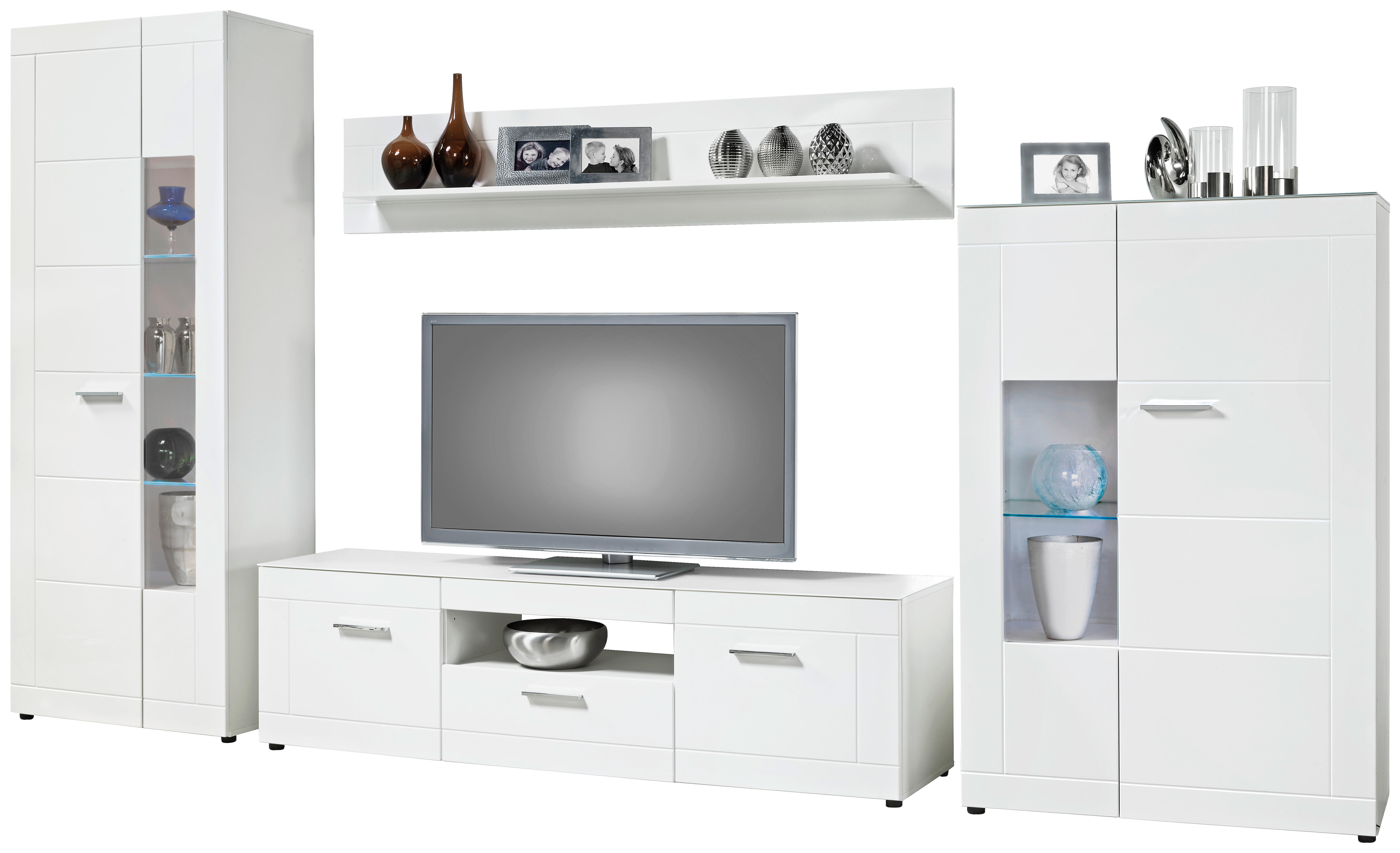 TV-Lowboard Atlanta weiß weiß Hochglanz B/H/T: ca. 168x49x40 cm Atlanta - weiß/silber (168,00/49,00/40,00cm)