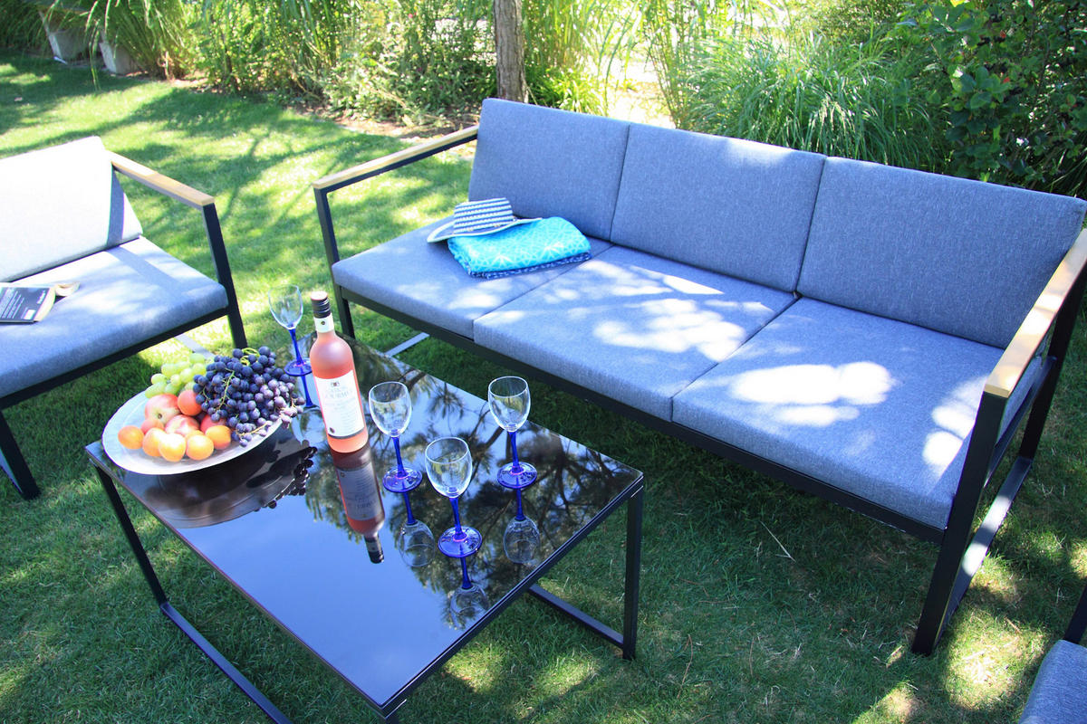Acamp Loungeset Space anthrazit Stahl Space - anthrazit/teak - Acamp