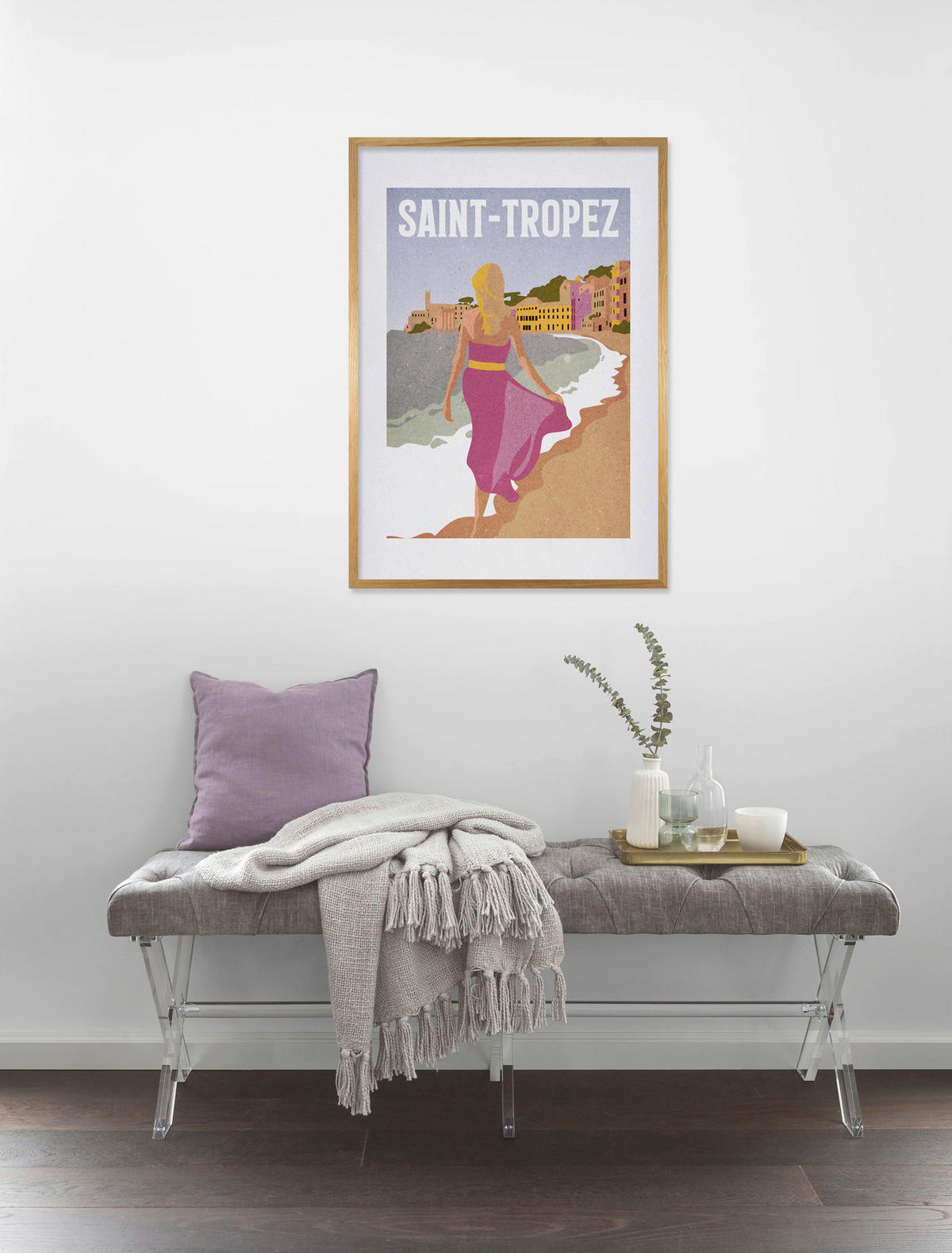 Komar Poster Vintage Travel Saint-Tropez Strand B/L: ca. 30x40 cm Vintage Travel Saint-Tropez - (30,00/40,00cm) - Komar