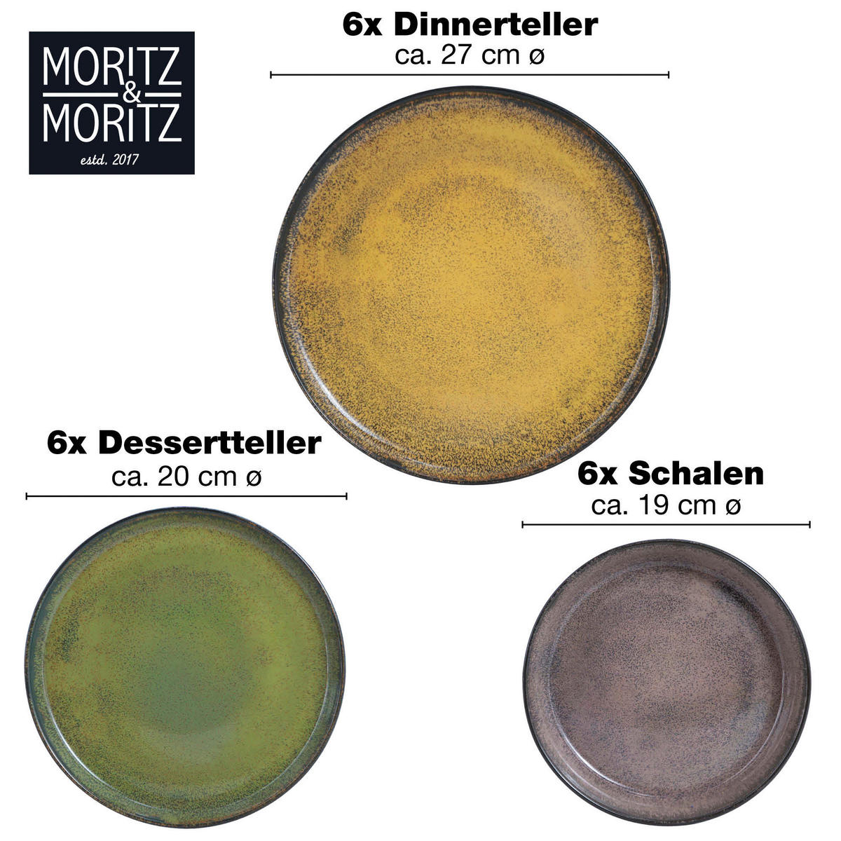 Moritz & Moritz Tafelservice Digital Vintage grün Keramik 18 tlg. Digital Vintage - gelb/grün - Moritz & Moritz