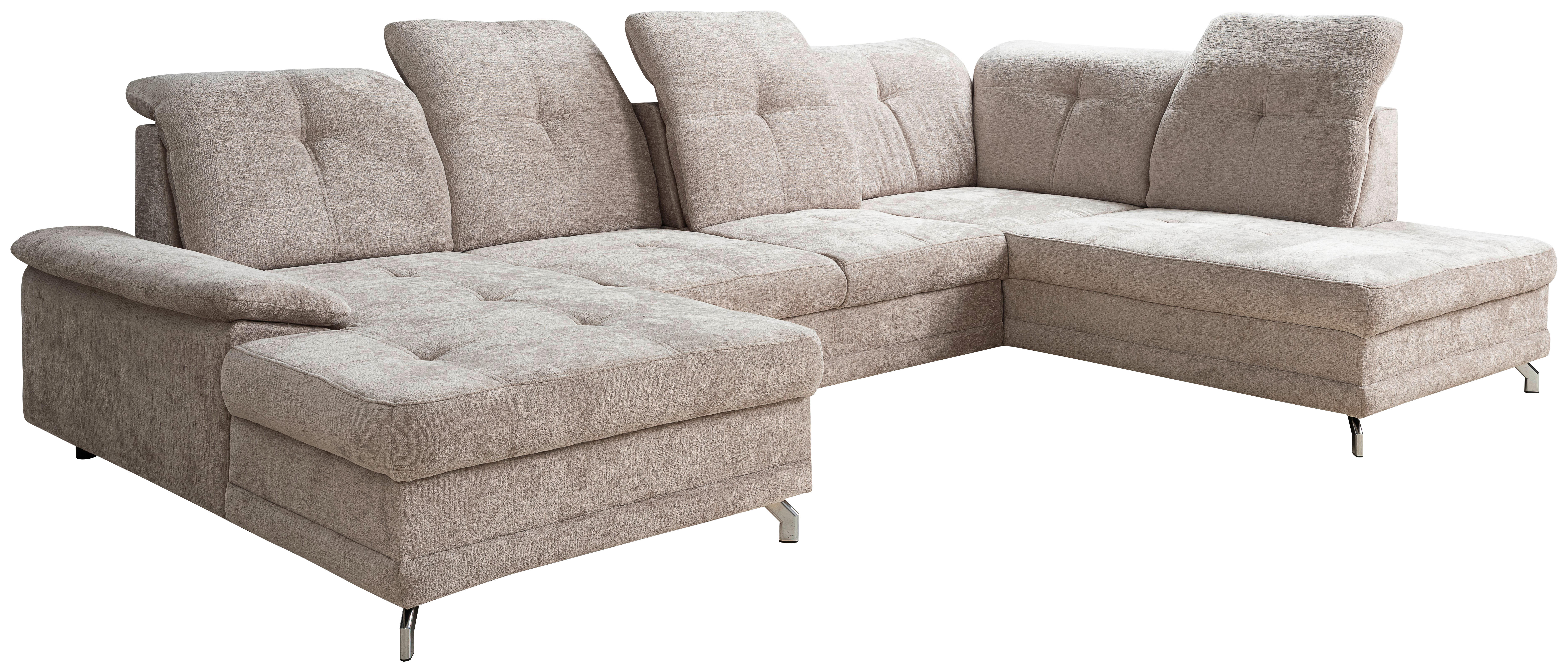Wohnlandschaft Kendo beige Microfaser B/H/T: ca. 337x105x172 cm Kendo - beige/Chrom (337,00/105,00/172,00cm)